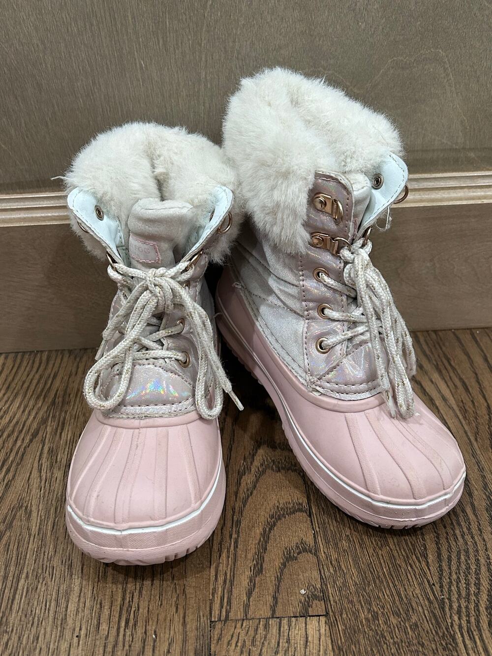 London Fog Pink Insulated Waterproof Duck Winter Boots Girl 13 Faux Fur Snow Ski